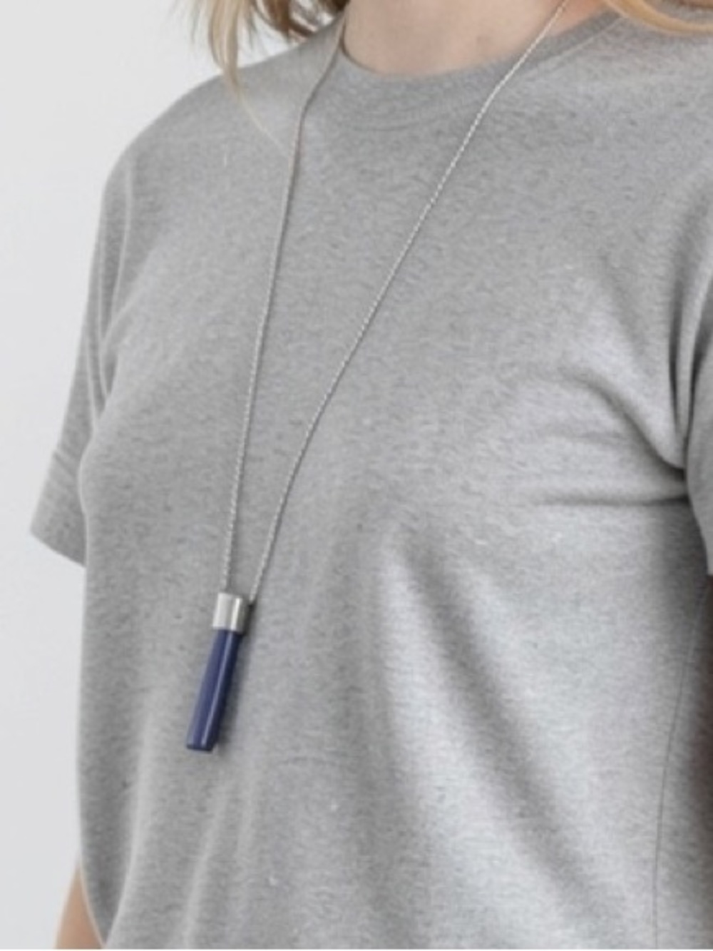 French Connection Long Pendant Necklace with Blue Tassel